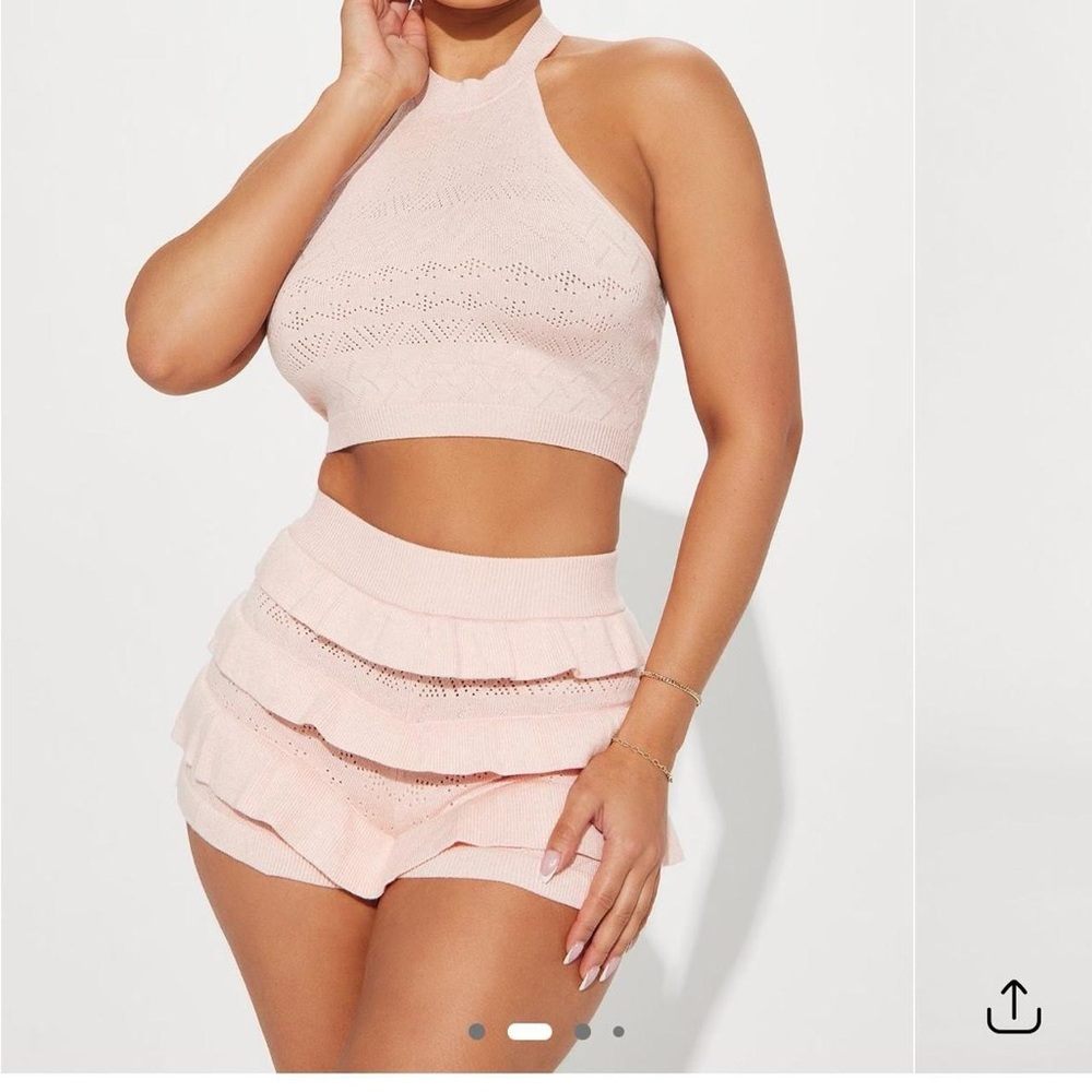 Fashion Nova Blush Ruffled High Waist Shorts